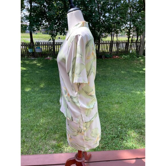 Tommy Bahama Womens Silk Floral Shirt Dress Suit S Wrap Around Skirt V-Neck - Picture 3 of 12